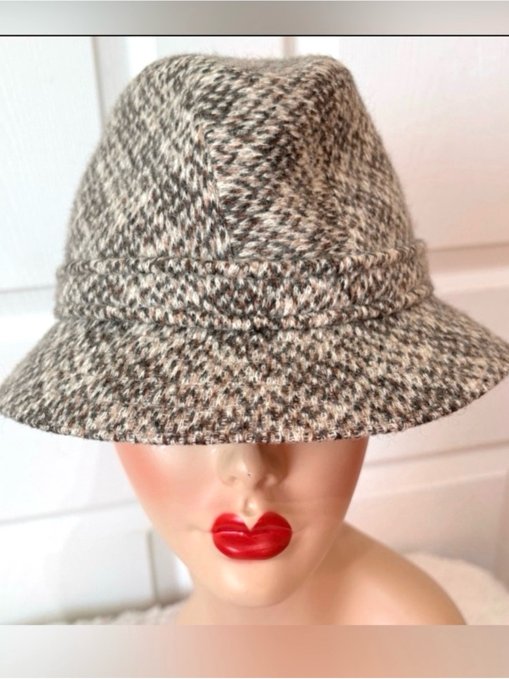 Vintage 90s Y2K KANGOL Wool/Angora Tweed Hip Hop Hat Medium